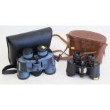 A pair of Aquilus 8 x 30 binoculars in case bearing the inscription C.M.T 23rd February 1953 and a