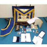 Masonic items to include silver gilt Mosley Mark Lodge medal, Grand Vice Patron and other medals,