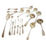 A selection of George III and later silver cutlery,