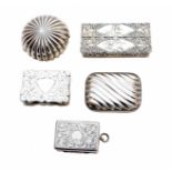 A selection of silver snuff boxes,