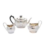 An Edwardian silver three piece tea set,