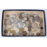 Collection of mixed silver and copper foreign coinage.