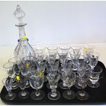 Victorian glass decanter and thirty Georgian / Victorian glasses We do not supply condition