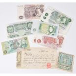 Selection of British banknotes.