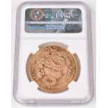 Peru, 100 Soles Oro, 1955, graded and slabbed by NGC.