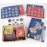 Assortment of British 20th century coins and a selection of cased sets and commemorative crowns.