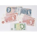 Collection of 13 British banknotes to include five pounds, one pound and ten shillings (13).