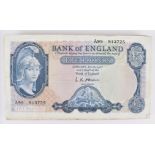 Seventy-four Series "B" Helmeted Britannia Issue (February 1957), Five Pounds banknotes (74).