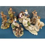 Four Capo Di Monte figures and four other continental porcelain figures Condition reports not