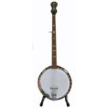 5 string banjo, made in German Democratic Republic (missing one tuning peg) Condition reports not