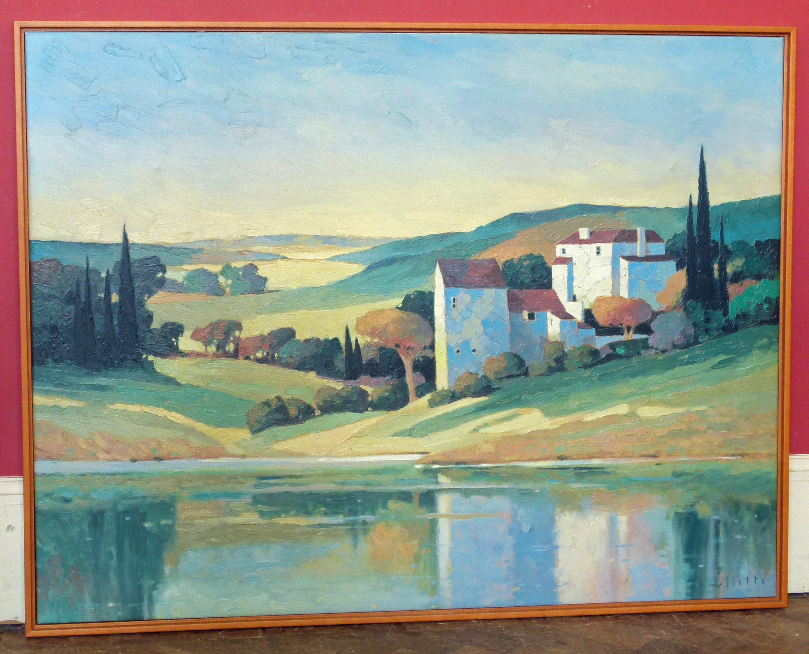 Max Hayslette oileograph of Tuscan landscape Condition reports not available for this auction