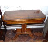 19th century mahogany and rosewood crossbanded fold over table Condition reports not available for