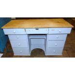 Painted Victorian pine knee-hole desk. Condition reports not available for this auction