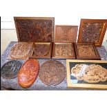 Burmese teak wall plaque and ten others Condition reports not available for this auction