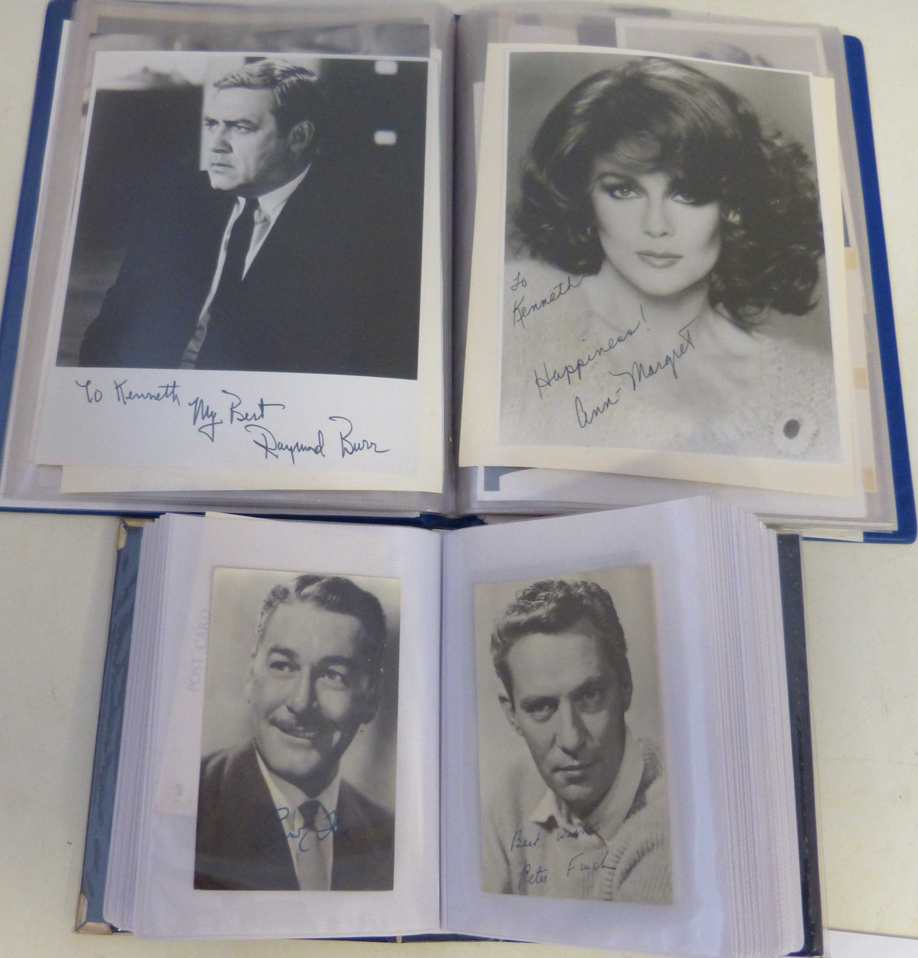 Two albums containing autographs and photographs of movie and T.V stars ie. Peter Finch, Joan