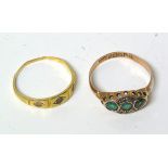 Two dress rings, to include a 9ct gold green paste and diamond dress ring, together with one