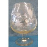 Large Victorian etched brandy glass 30cm high Condition reports not available for this auction