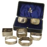 A selection of silver napkin rings, of varying design, gross weight 4.43ozt. Condition reports not