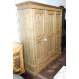 Modern pine three door wardrobe Condition reports not available for this auction