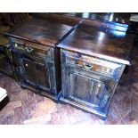 A pair of stained pine bedside lockers Condition reports not available for this auction
