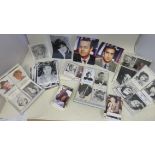 A collection of black and white and colour autographed pictures ie. Liza Minelli, Ian Hislop,