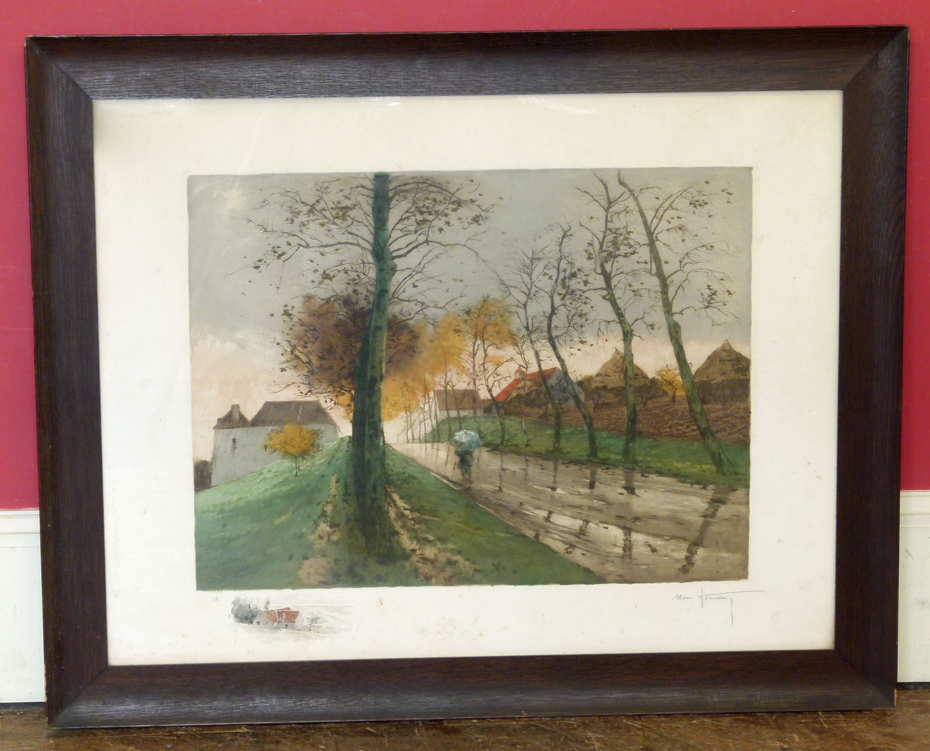 Alan Foundary, Autumn lane signed etching Condition reports not available for this auction