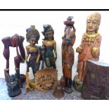 A quantity of Asian and Oriental wood carvings Condition reports not available for this auction