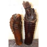 Two Oriental figures formed from bamboo 56 and 45cm tall Condition reports not available for this