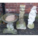 precast garden bird bath and two ornaments Condition reports not available for this auction