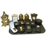 Eight boxed gentleman's dress watches and five clocks. Condition reports not available for this