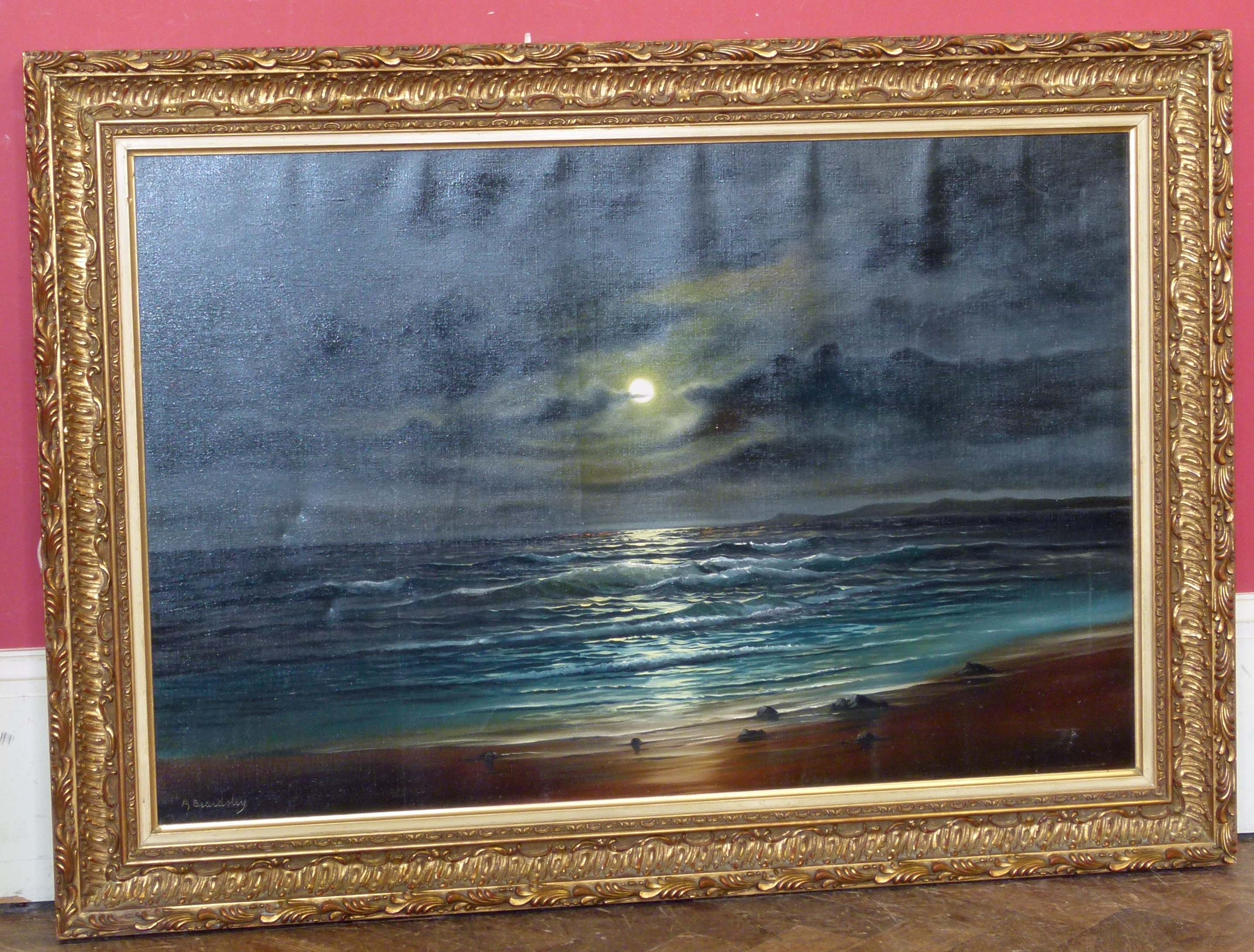 A. Beardsley, Moonlit coastal scene Condition reports not available for this auction