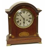 Edwardian mahogany and shell inlaid 8-day mantle clock Condition reports not available for this