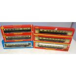 5 boxed Hornby coaches R.4030D, R.4030B, R.4030C, R457 and R456 PWS Airfax class "B" suburban