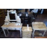 Pine dressing table wash stand and bedside chest Condition reports not available for this auction