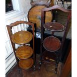 Two Edwardian mahogany afternoon tea stand and Lister & Co. butter churn Condition reports not