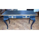 Painted two drawer hall side-table. Condition reports not available for this auction
