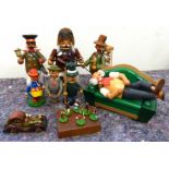 A collection of erzgebirge and other wooden hand painted figures etc Condition reports not available