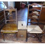 Ladder back rocking chair single chair and a stool Condition reports not available for this auction