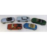 5 unboxed Corgi James Bond cars, Lotus Espirit, Jaguar XKR, Aston Martin DB 5, BMW Z8 and BMW 23