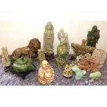 A quantity of mixed jade and soapstone figures and ornaments Condition reports not available for