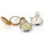 Three pocket watches, to include a gold plated Waltham hunter pocket watch, an open face Smiths