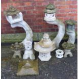 Precast garden ornaments with pagoda tops Condition reports not available for this auction