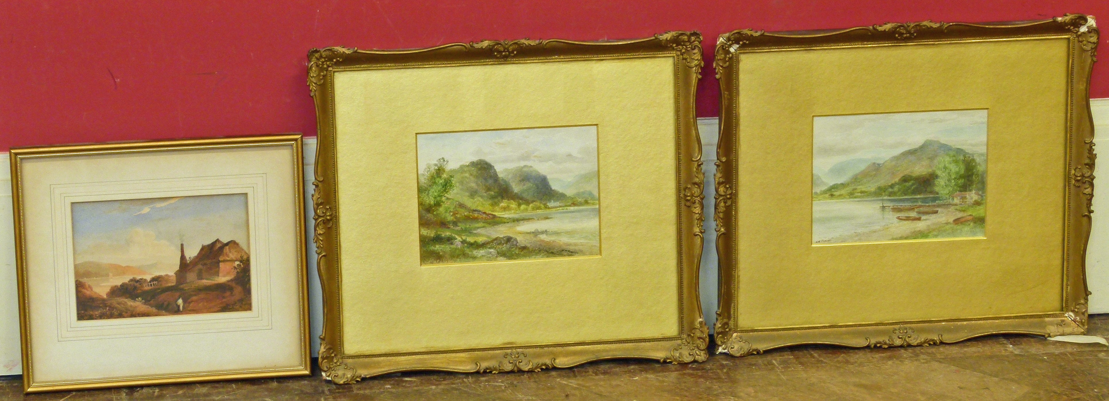 Two watercolours by H.M Krause and one other watercolour Condition reports not available for this