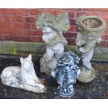 4 precast garden ornaments Condition reports not available for this auction