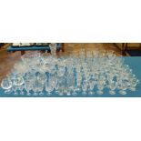 A large collection of cut and etched drinking glass, bowes etc Condition reports not available for