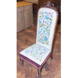 Victorian nursing chair mahogany frame with floral wool work covers Condition reports not