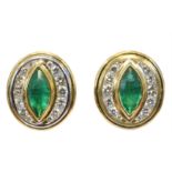 A pair of emerald and diamond earrings,