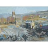 George Sykes, "Saddleworth Church and Inn", acrylic.