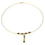 A sapphire, emerald and diamond necklace,