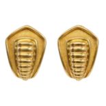 A pair of 18ct gold Leo de Vroomen earrings,